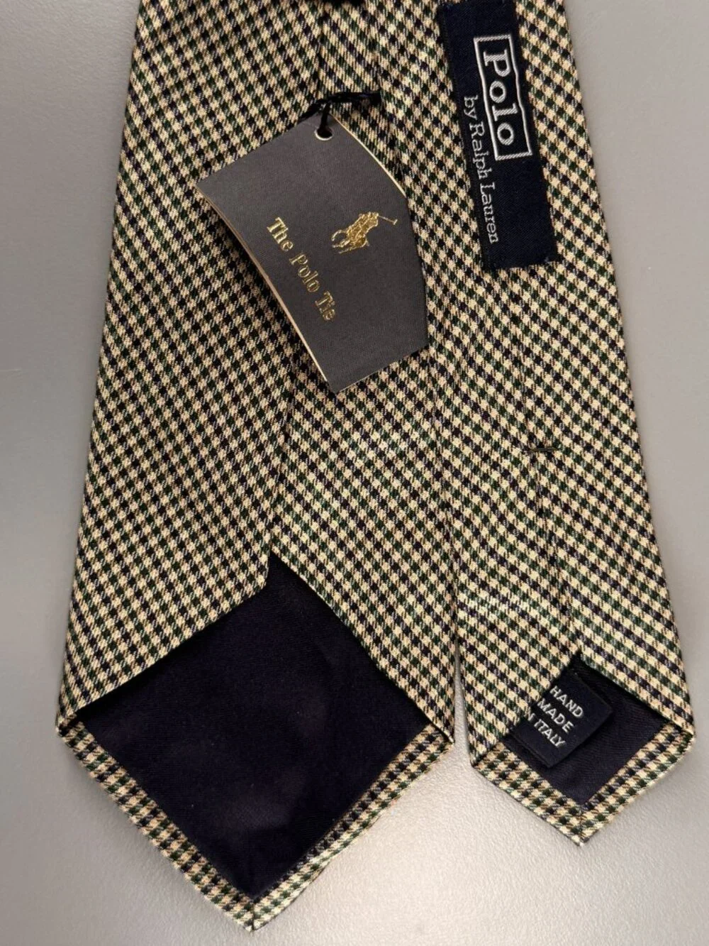 NWT Polo Ralph Lauren Blue Label Green Blue Shepherd Plaid Italy Silk Neck Tie